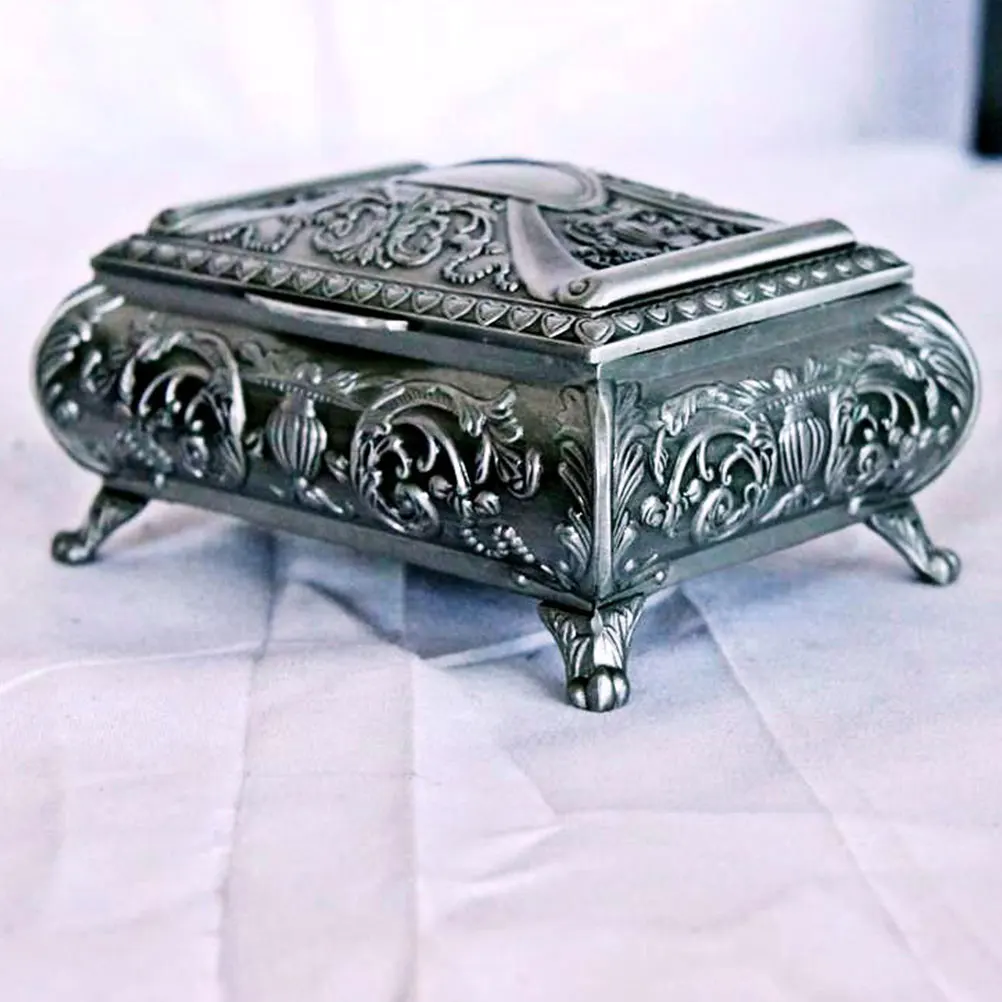 

Retro European Jewelry Box Storage Jar Desktop ganizer Embossed Jewelry Embossment Jar Storage Container For Accessories