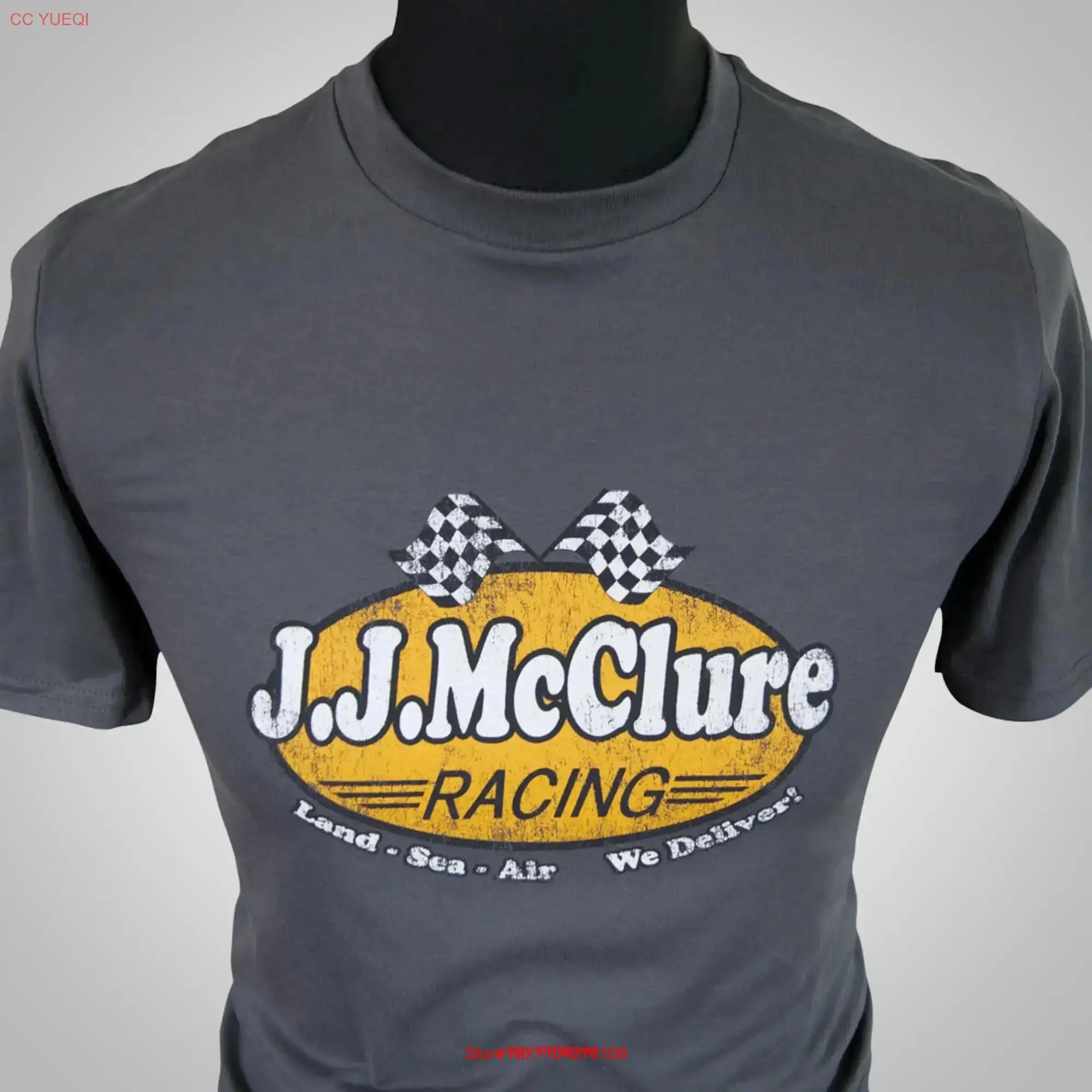 J McClure Racing T Shirt Charcoal Grey long or short sleeves