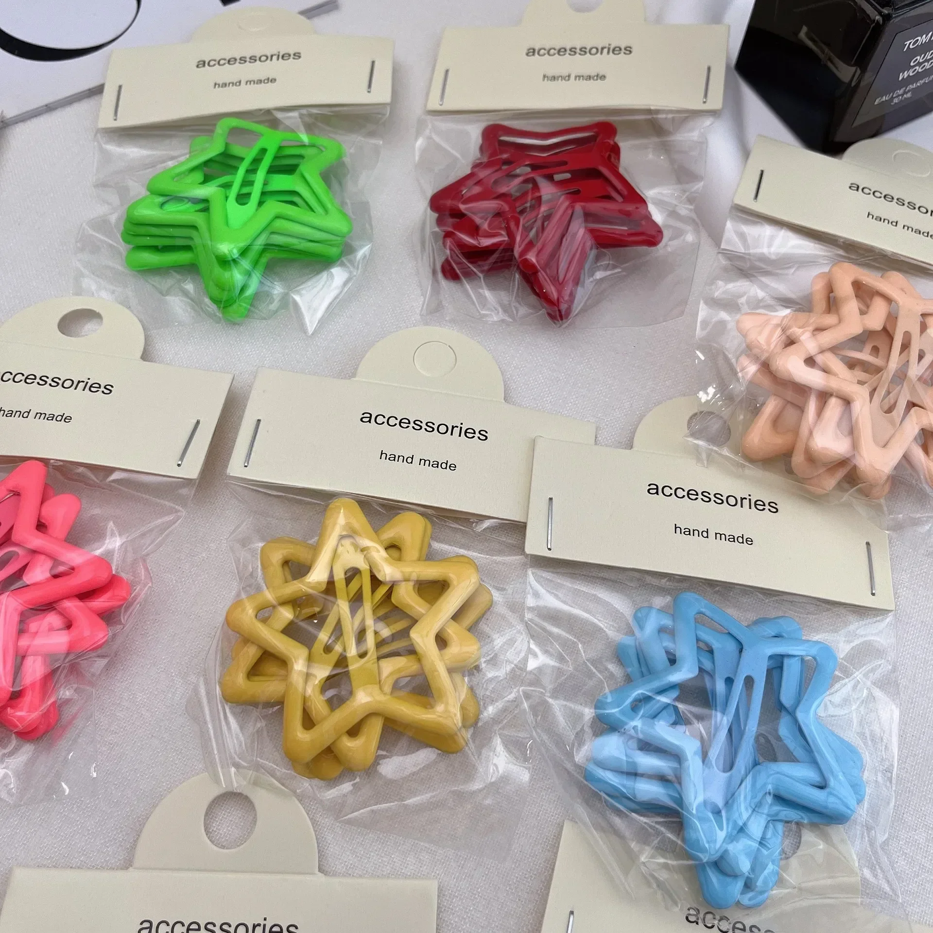 5pcs Y2K Girls Candy Color Star Bobby Pin Hairpin Cool Charm Metal BB Hair Clips Women Pentagram Harajuku Headwear Accessories