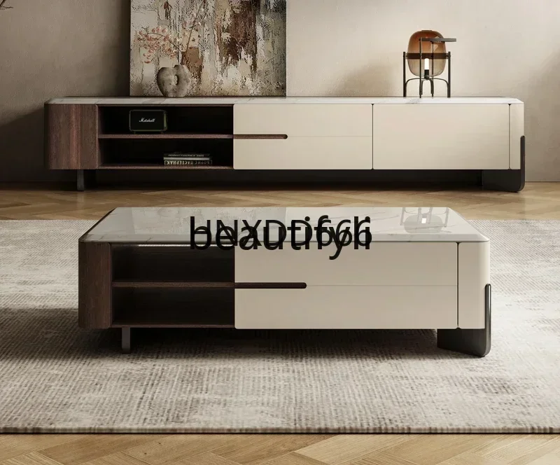 Coffee table TV cabinet combination living room marble high-end Italian modern designer storage floor cabinet