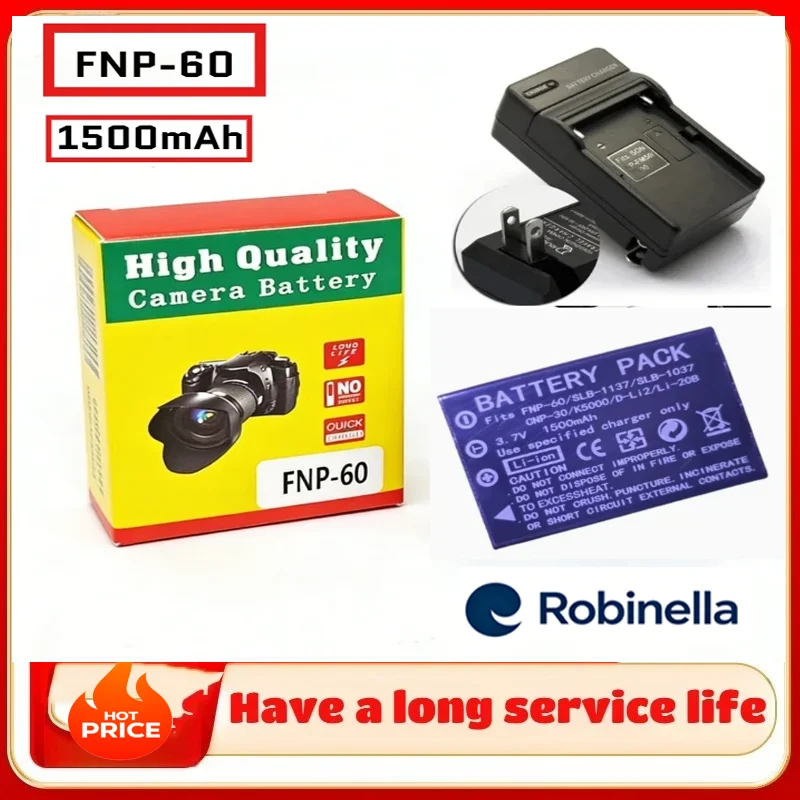 Batteria Ricaricabile FNP-60 3.7V 1500Mah Grande Capacità SLB-1137/1037 Per Fujifilm F50I F501 F401 Zoom F410 F601 F601Z