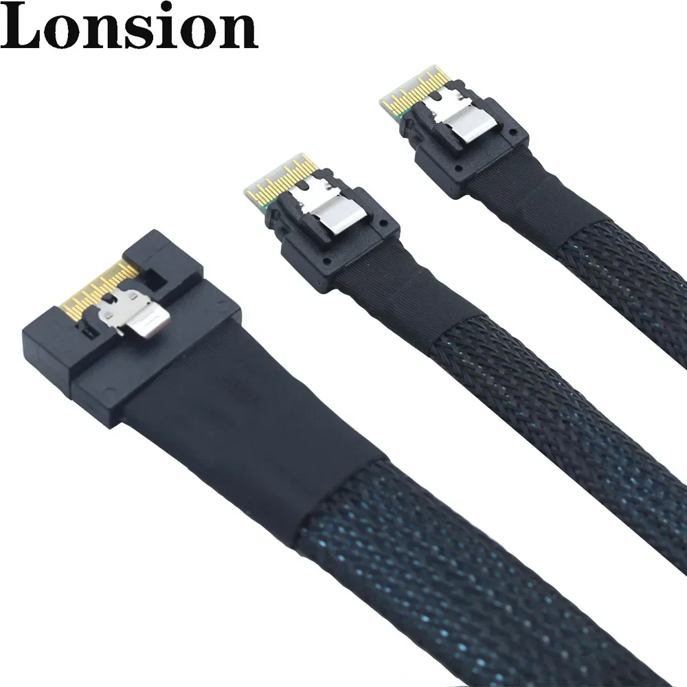 Slimline SAS SFF-8654 8I 74핀 모든 항목을 포함하는 인터페이스 2개 포트에 대한 기울어짐 방지 삽입 38핀 SFF-8654 듀얼 4I 서버 케이블