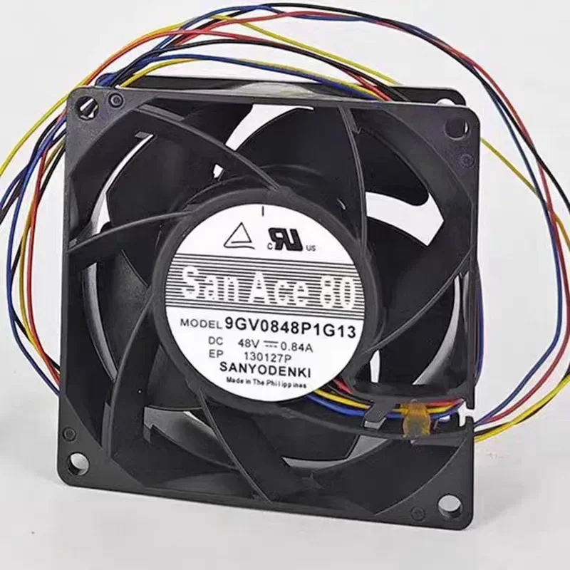 for Sanyo 9GV0848P1G13 8038 48V 0.84A 4-Wire PWM High-End Cooling Fan Original Genuine Replacement
