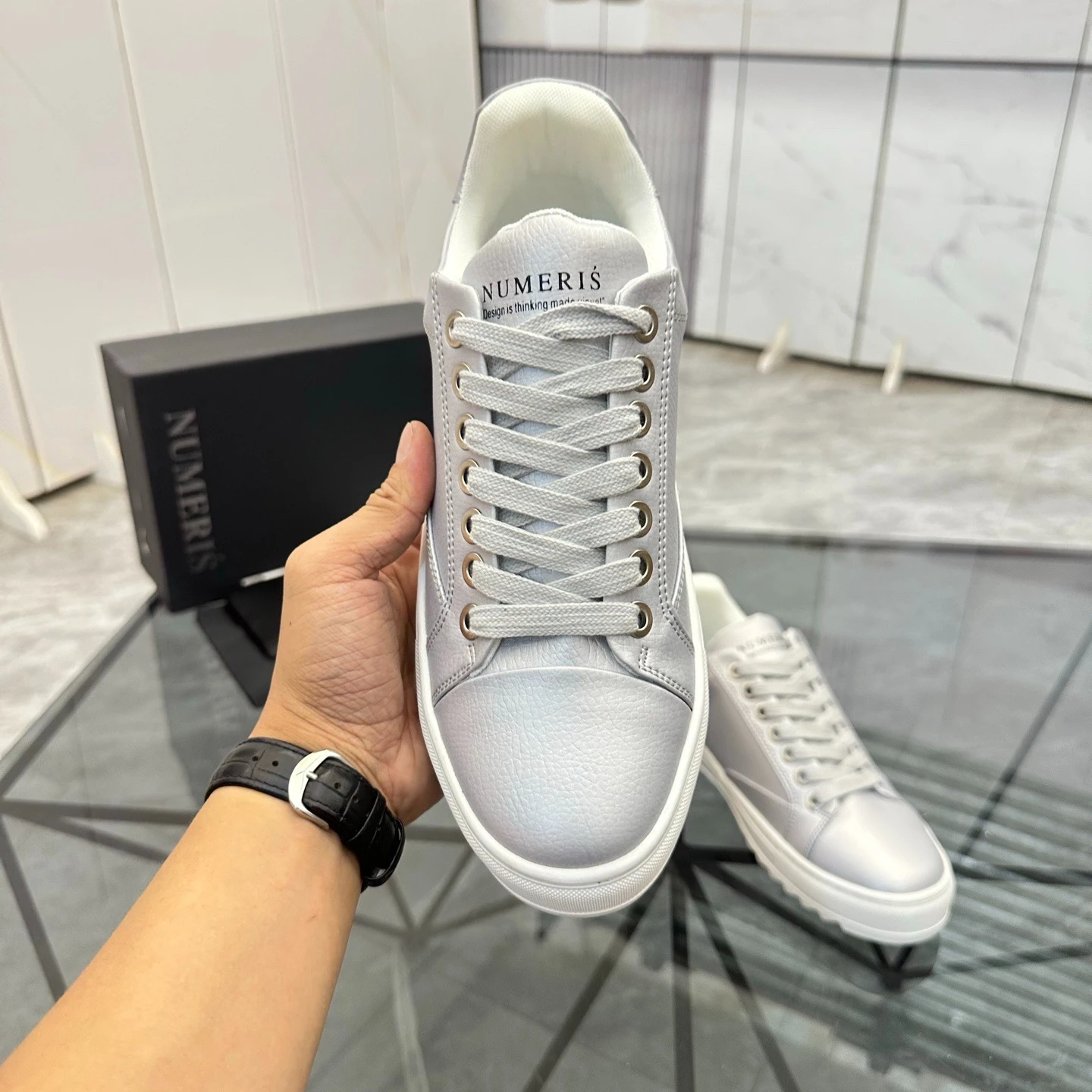Hot-selling Lychee-patterned Leather Casual Sneakers Serrated Platform Low-top Casual Shoes Versatile Lace-up Sneakers Unisex