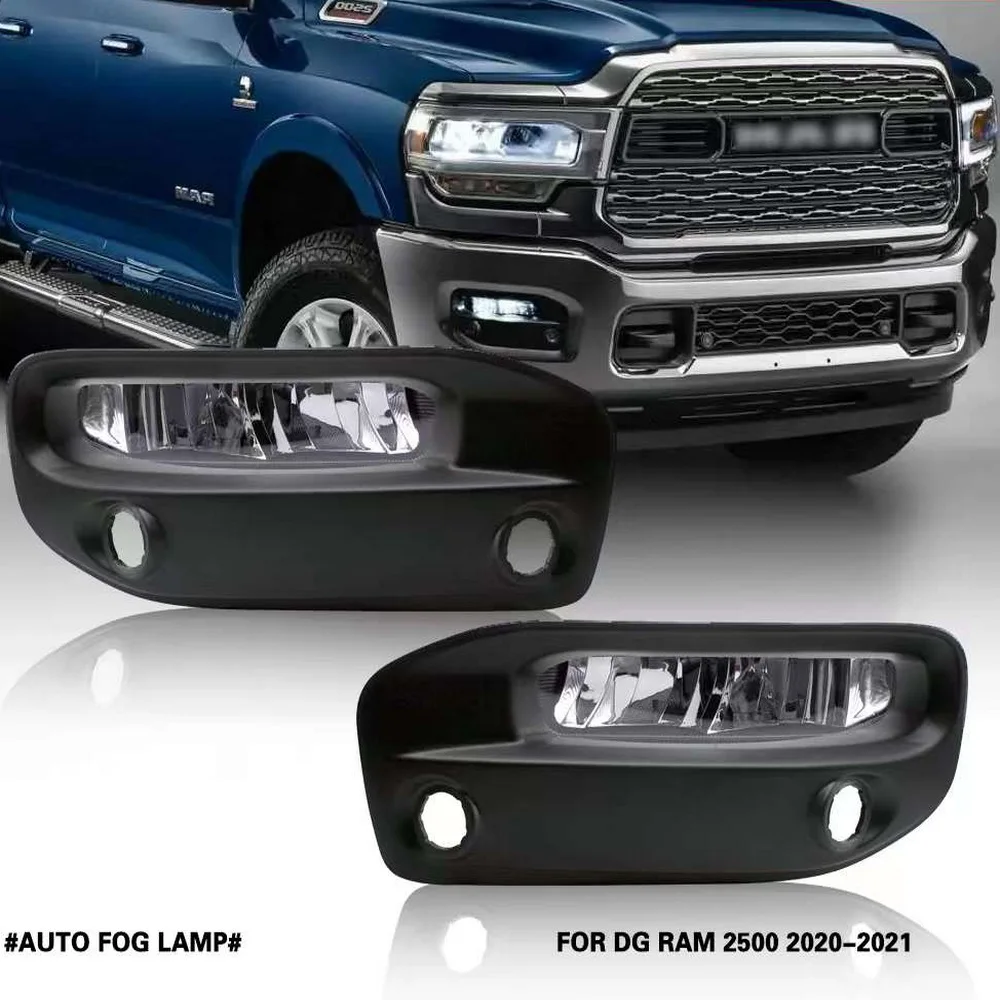 Car LED Fog Lamp Assembly Compatible for Dodge Ram 2500 2020 21, 10W 6000K Daytime Running Light DRL + Frame + Harness + Switch