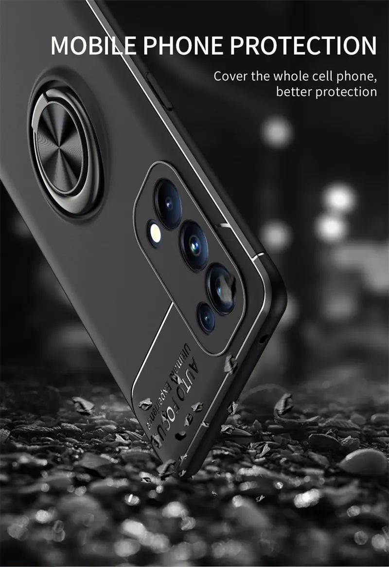 Oppo Reno 6 Pro 5G CPH2247 Case Magnetic Car Ring Holder Silicone TPU Soft Back Cover Shockproof Case for Oppo Reno6 Pro CPH2247