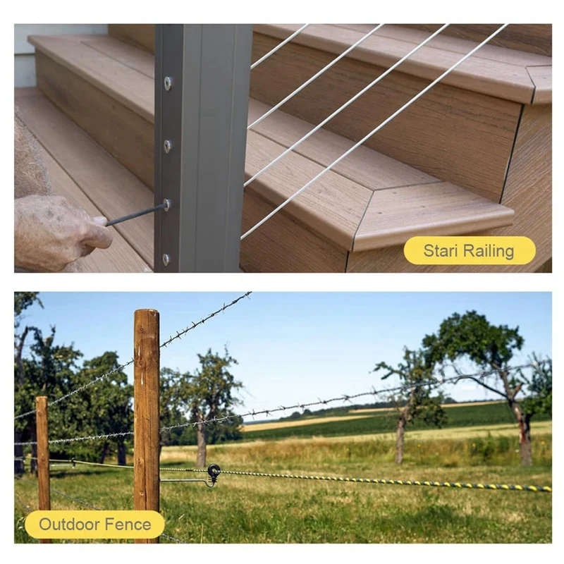 20M Stainless Steel Kit, 3MM Sorting Helps Tighten Rope Wear With M5 Stainless Steel Rope Clamp R Easy To Use