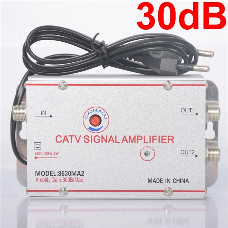ABUO-Home TV Equipment 8630MA2 30Db Cable TV Splitter Amplifier Digital TV Antenna Signal Booster 45Mhz To 860Mhz EU Plug