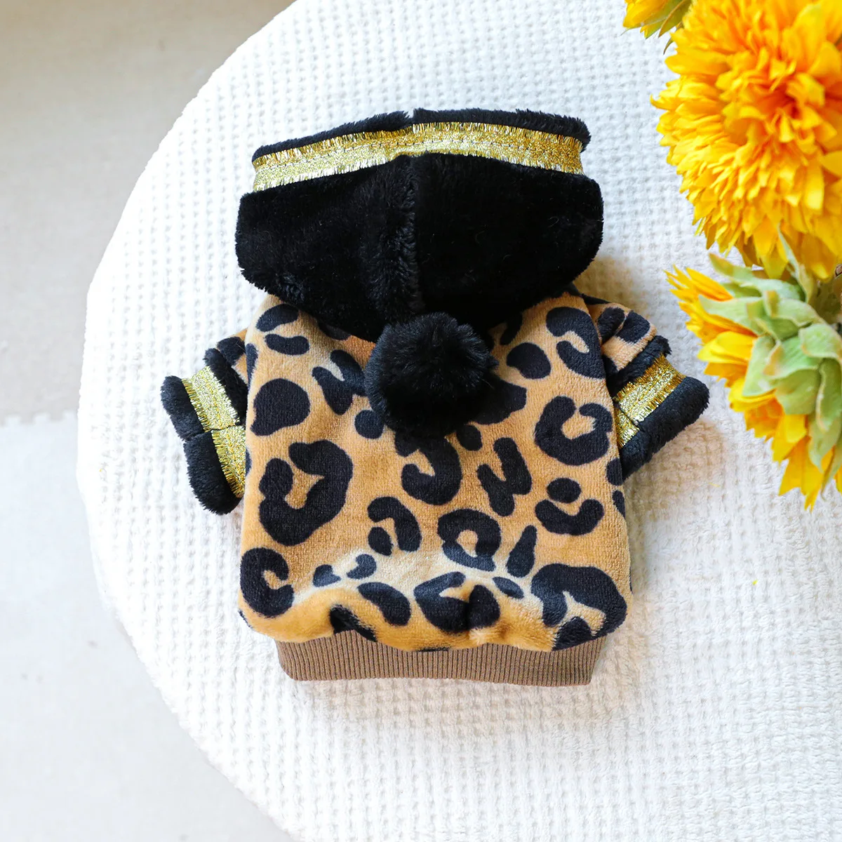 

Winter Dog Coats Warm Fleece Puppy Hoodies Gold Leopard Halloween Dog Costume Pet Clothing for Small Dogs Chihuahua Costume