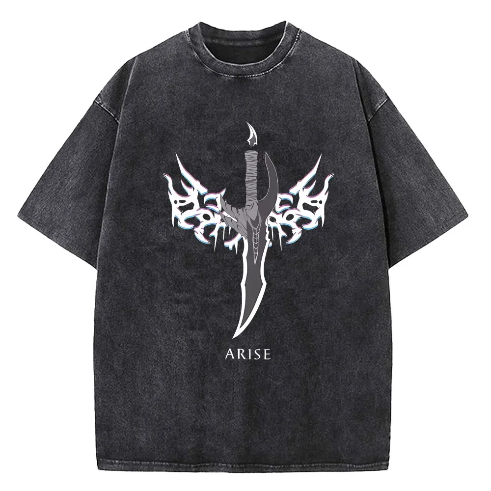 

Футболка Solo Leveling Washed, хлопковая высококачественная подростковая пастельная поп-культура, винтажная футболка 80-х годов, университетская дышащая футболка 2000-х годов, цифровая