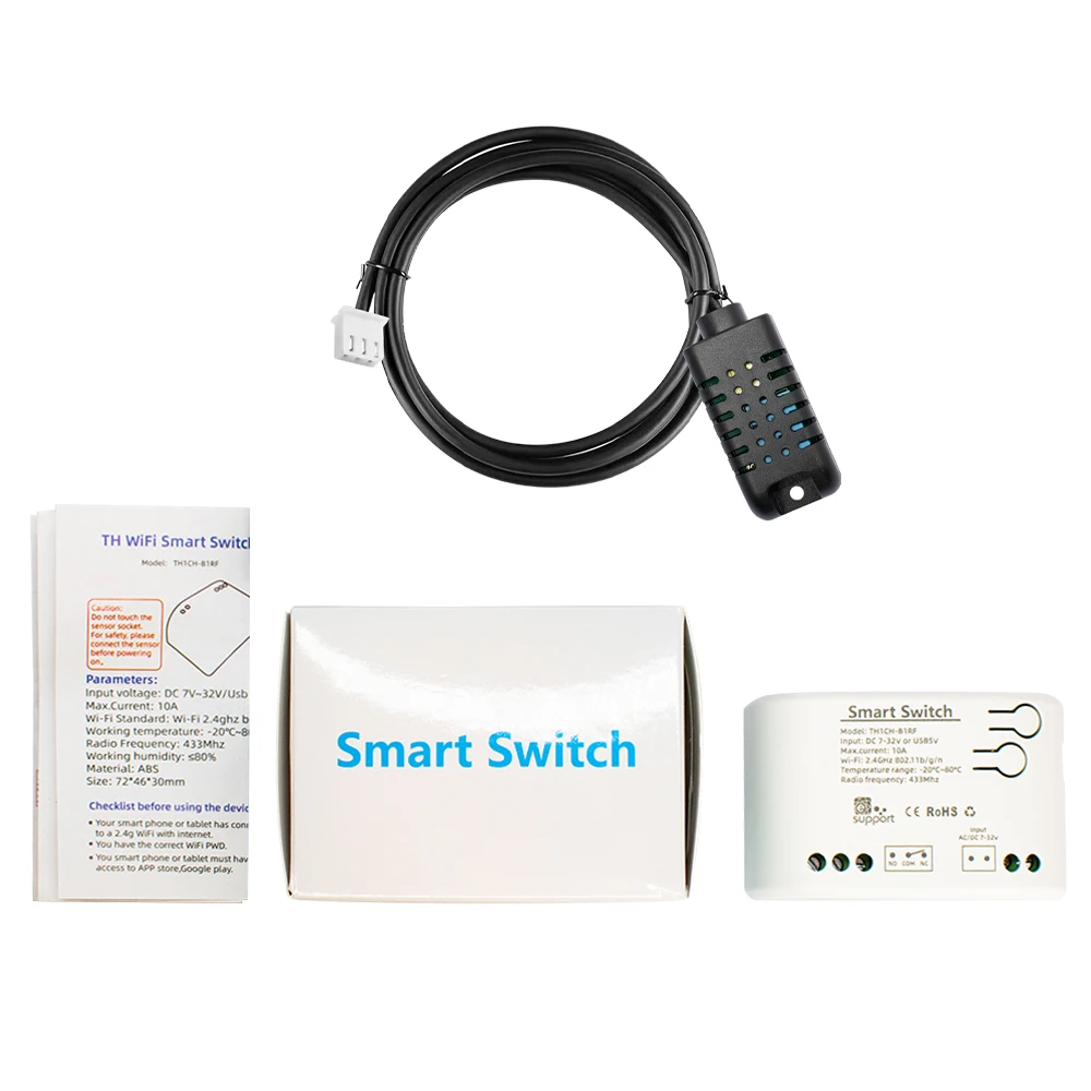 Imagem -06 - Ewelink-relé Wifi Inteligente com Sensor de Temperatura e Umidade Interruptor Passivo de Contato Seco Compatível com Alexa e Alice Rf433 Canal