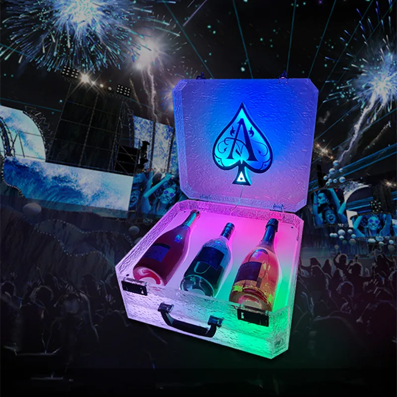 3 garrafas de capacidade led ace of spade champanhe mala vip garrafa vinho apresentador caixa glorificador caso exibição para festa boate