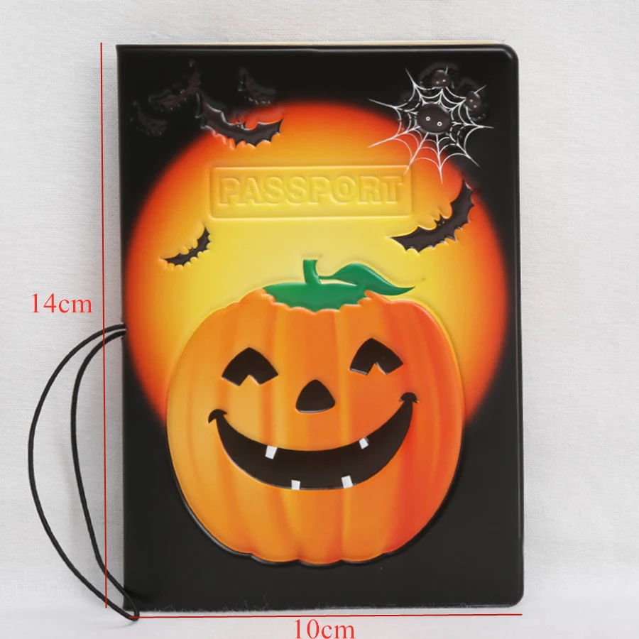 1 Piece Halloween Pumpkin PVC Passport Case/Cover/Holder Travel Accessories Wallet for Women For Men For Boys For Girls