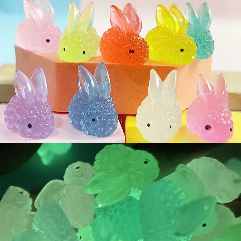 

10 шт., детские ночные светящиеся смоляные животные, кролик, украшения с плоской спинкой, скрапбук Kawaii, сделай сам, декоративные аксессуары, игрушки для взрослых, подарок