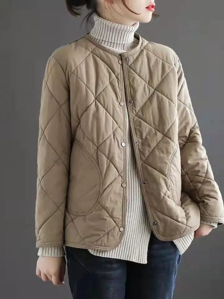 정품 겨울 신상 슬림 경량 퀼팅 코튼 재킷 레트로 캐주얼 레트로 코튼 의류 또는 아우터웨어 코트