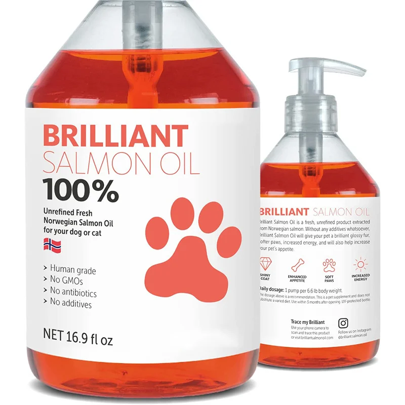 Aceite de pescado de salmón de 200 ml para mascotas, 21 ácidos grasos omega, suplemento nutritivo natural para perros y gatos