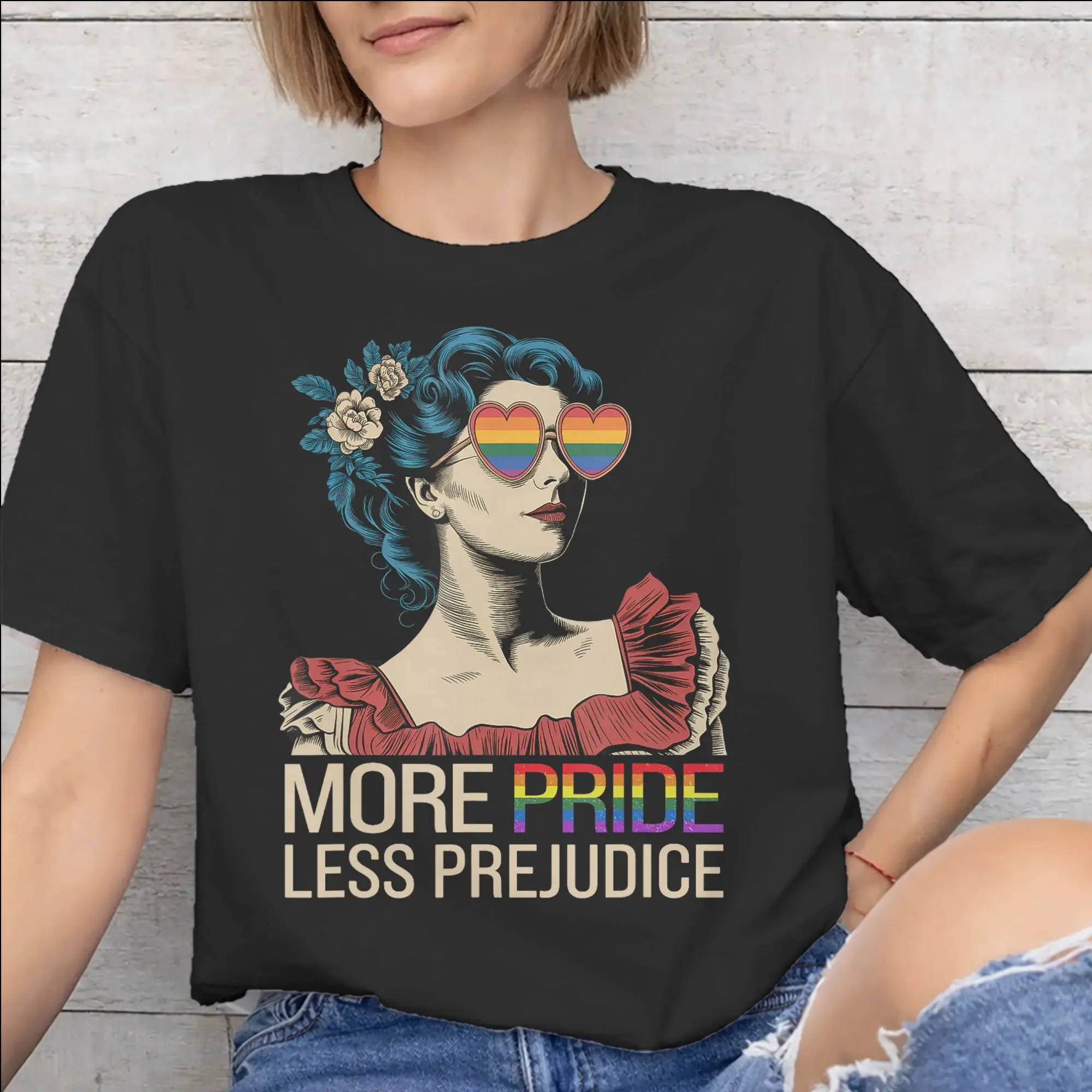 New Arrival More Pride Less Prejudice  T Shirt for Men Women  100% Cotton Tee Shirt Short Sleeve Tops