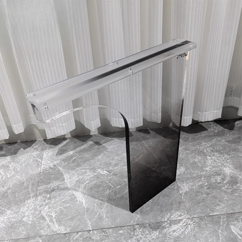 Gradual change of color acrylic table legs custom 7-shaped curved suspended desk support legs anti-sinking one-shaped table feet
