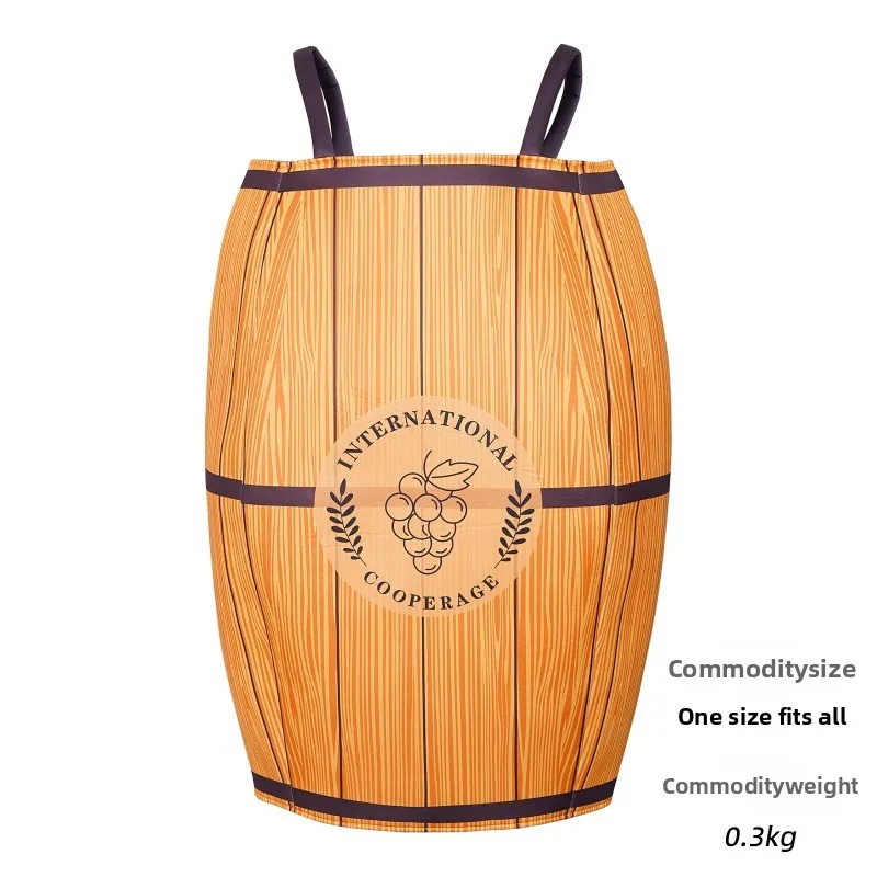 2025 زي برميل البيرة لعروض الحفلات |   زي تنكري لوعاء تخمير كوميدي مع أشرطة لعروض المسرح ذات الطابع