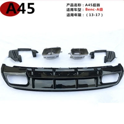 ABS Rear Diffuser Bumper For Mercedes W176 A Class A180 A200 A250 Sport Edition With Stainless Steel Exhaust Tips 15-18 A45 AMG