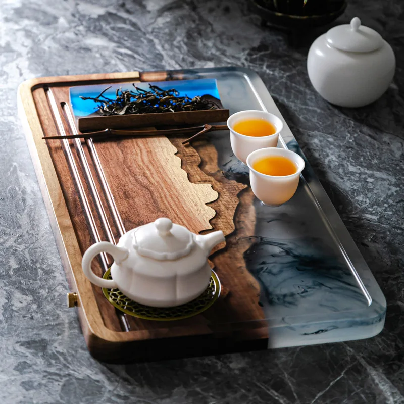 

household drainage type small tea tray, tea set, office, simple black sandalwood small tea sea, tea table, solid wood tea tray