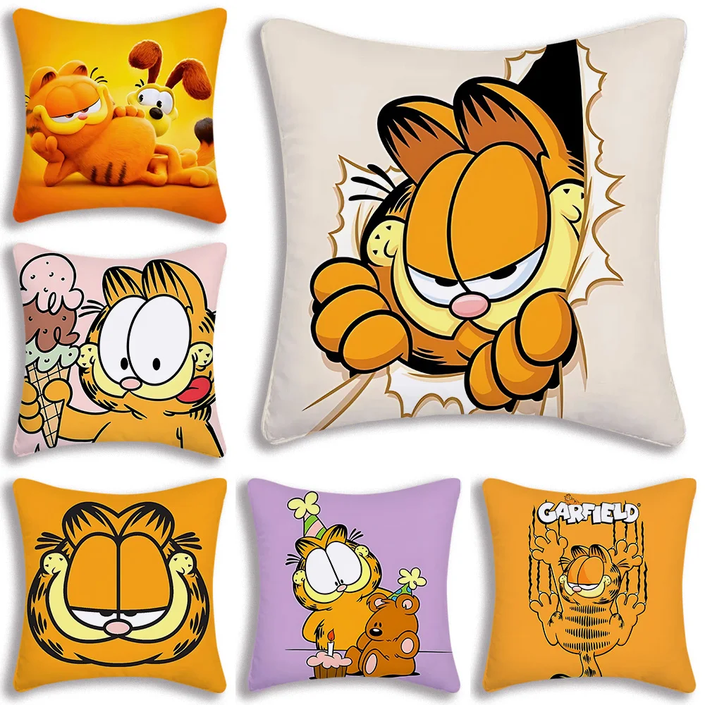 Cartoon cute Pillow Covers G-G-GarfieldS Cartoon Sofa Decorative Home Double-sided Printing Short Plush Cute Cushion Cover