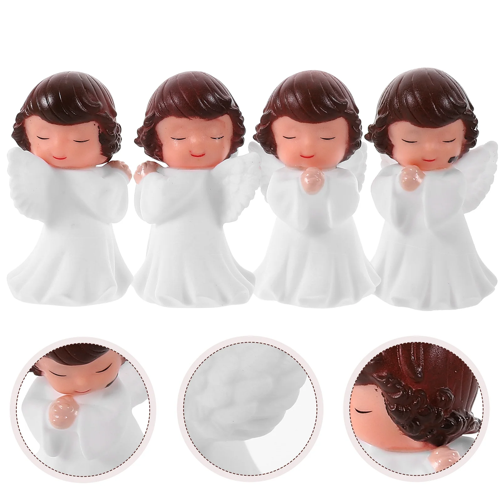 4 Pcs Praying Angel Statues Decor for Home Baby Girl Toys Ornament Cake Decorations Figure Sculpture Figurines