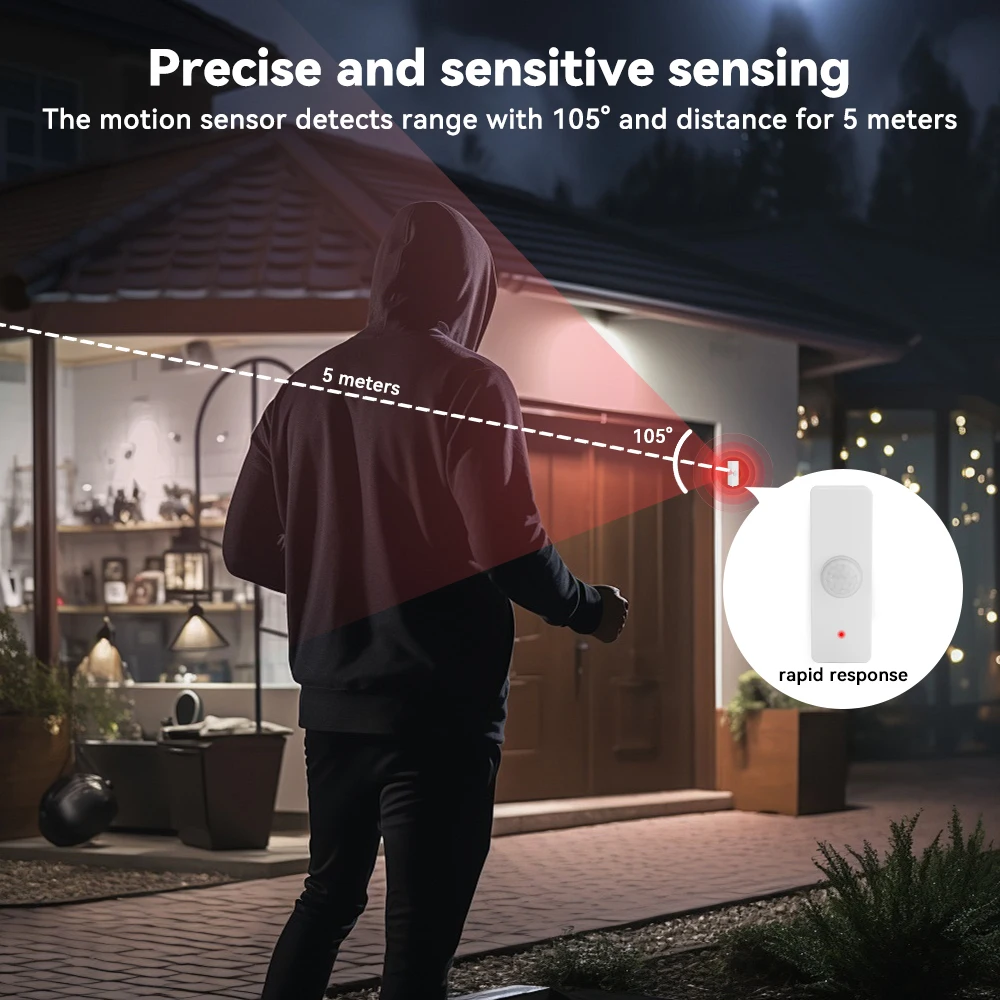 Tuya Smart PIR Motion Sensor WiFi Sicherheit Anti-Diebstahl Smart Life Alarm Sensor Kompatibel mit Google Home Alexa