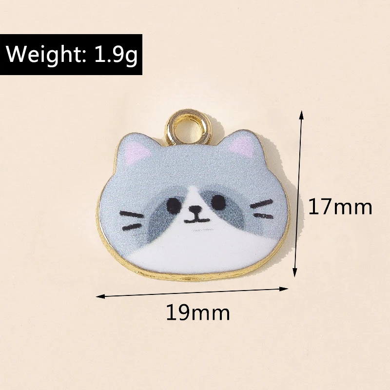 Leslie 10 Stück 16*18mm Niedliche Metall-Emaille Katzen-Anhänger für Schmuckherstellung DIY Schmuck Ohrhänger Halsketten-Anhänger – Detail 4
