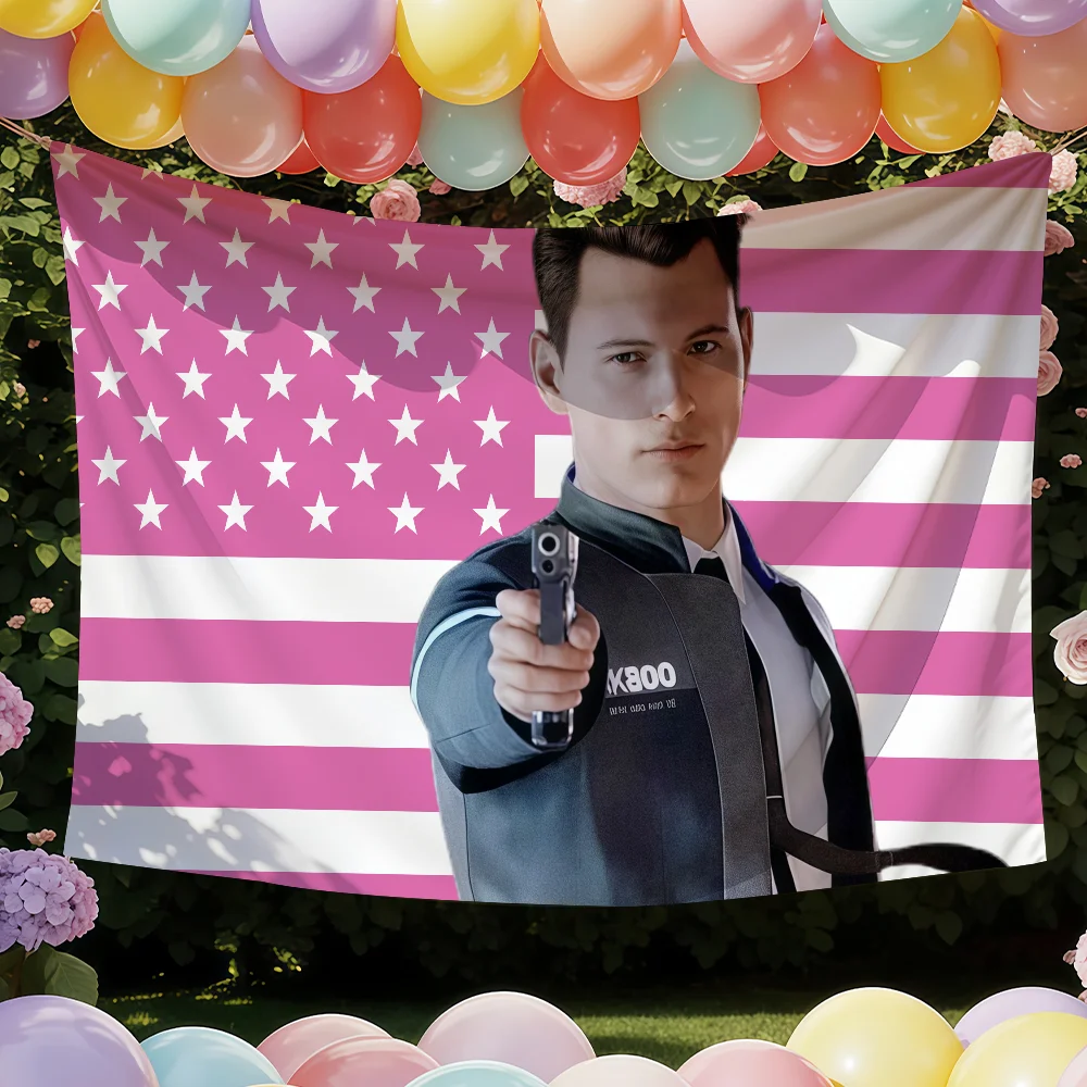 Game D-Detroit Become Human Flag Tapestries Outdoor Parties Bedrooms Living Rooms Dorm Rooms Wall Decor Banners Gifts
