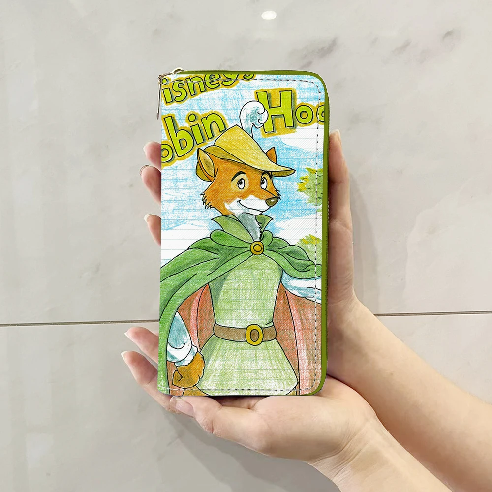 Disney Robin Hood-maletines de Anime W7580, Cartera de dibujos animados con cremallera, monedero, monederos casuales, bolso de almacenamiento para tarjetas, regalo Unisex