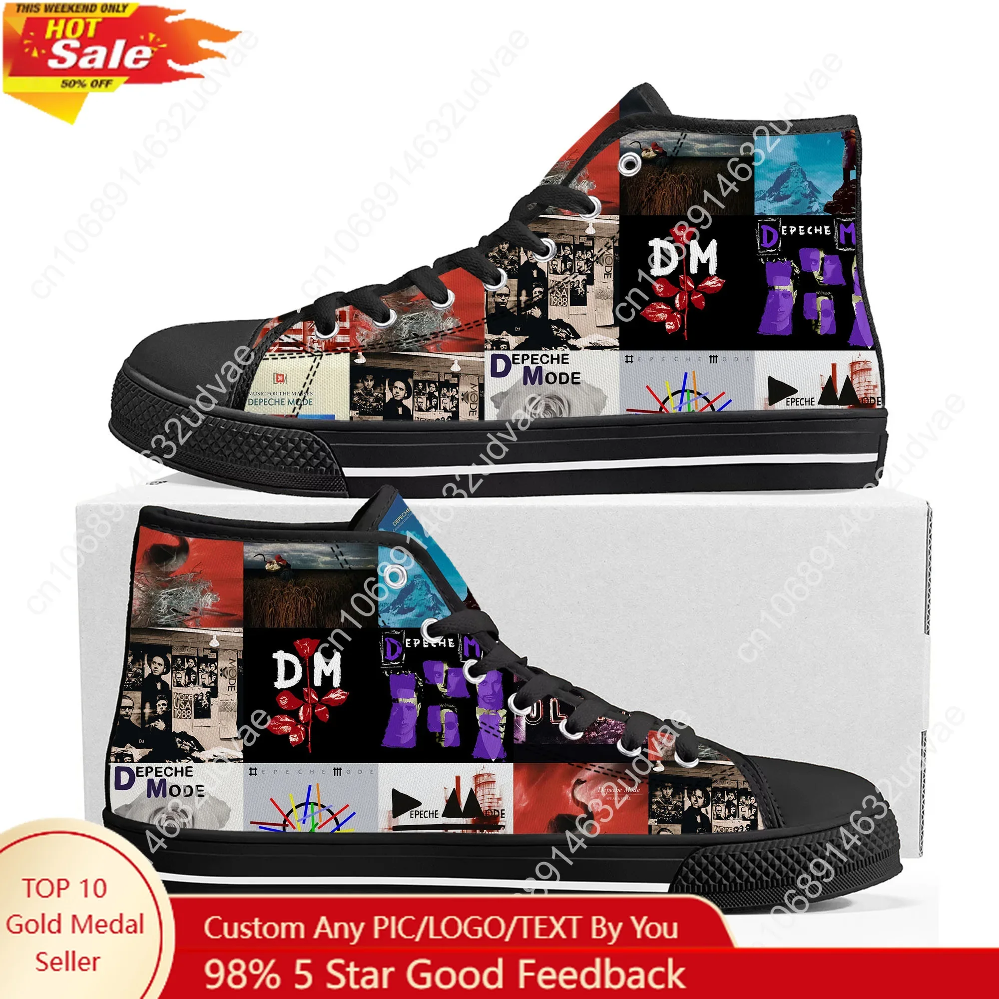 

Depeche Mode High Top Shoes Men Women Teenager Canvas Walking Sneaker Sneakers Couple Footwear Custom Shoe Unisex Black