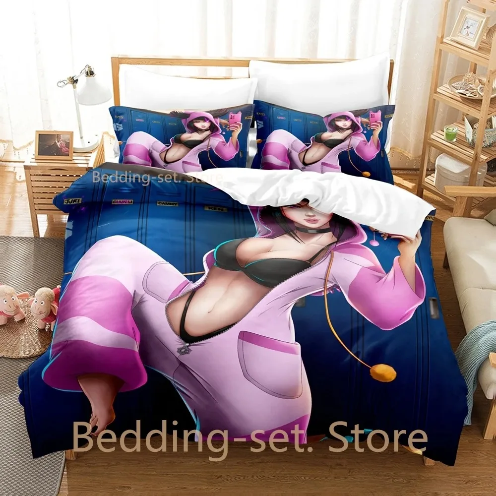 Juri Han Bedding Set Single Twin Full Queen King Size Bed Set Adult Kid Bedroom Duvetcover Sets 3D Print Anime Bed Sheet Set