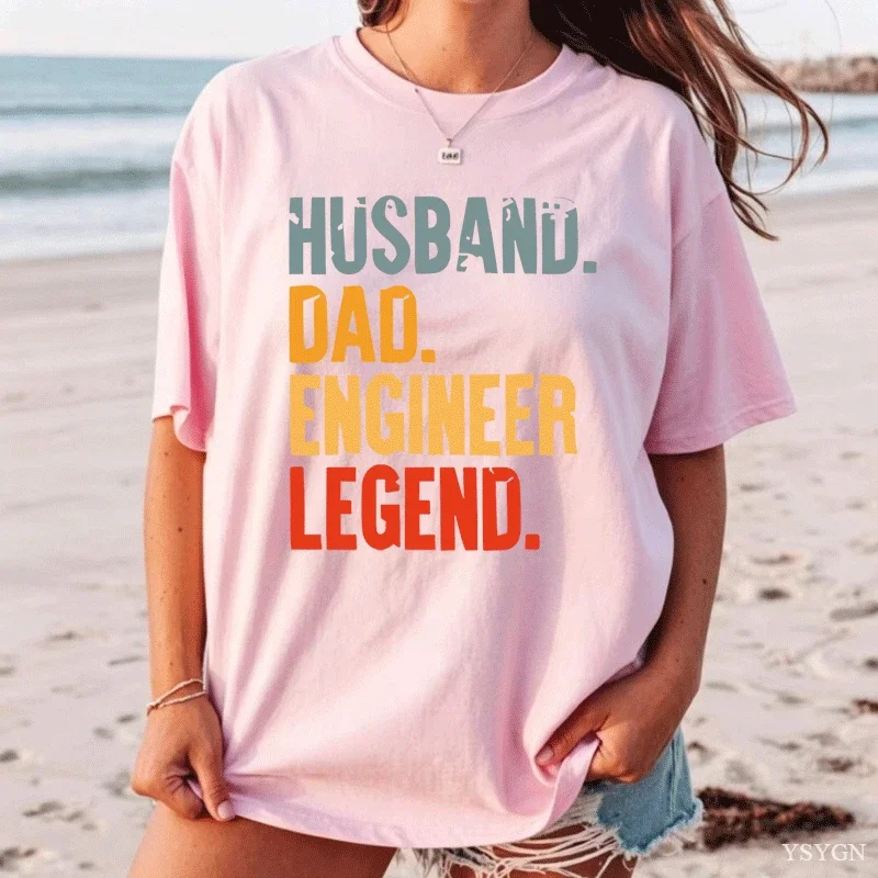 Funny Husband Dad Engineer Legend Retro T Shirts Summer Graphic Retro Streetwear Short Sleeve Father Day Women T-shirt Men Tops