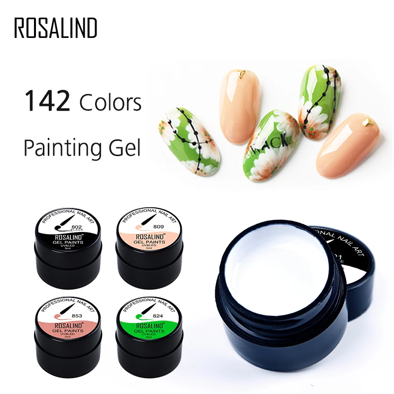 Rosalind 5ml pintura gel frasco gel polonês semi permanente embeber fora base fosco casaco superior prego beleza escova gel design uv/led cura