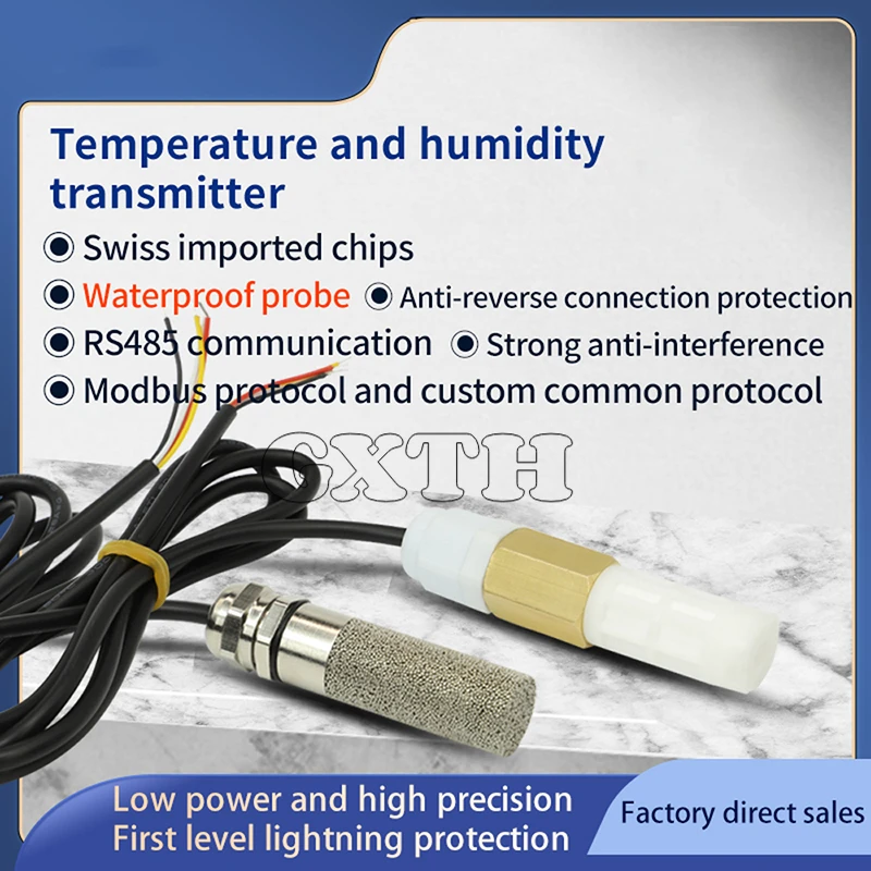 5-28VDC Digital Temperature Humidity Sensor Probe Waterproof Collection RS485 MODBUS RTU Protocol