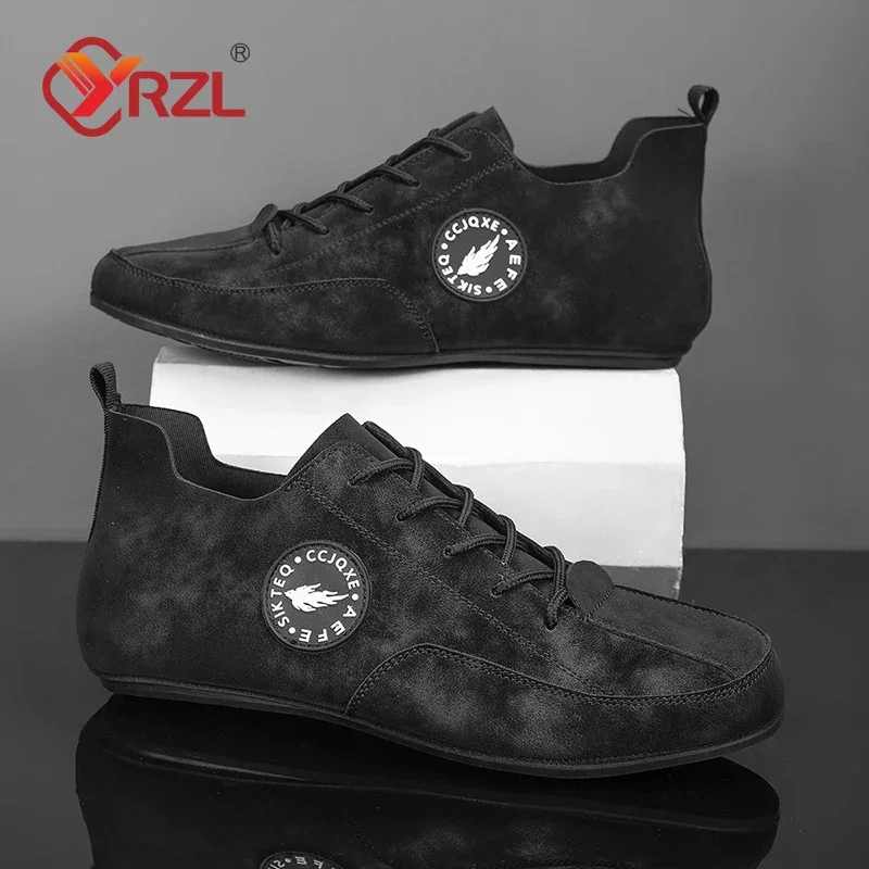 Yrzl mocassins masculinos leves para dirigir, sapatos casuais de fundo fino, sola macia, confortáveis, antiderrapantes, com cadarço, para caminhada