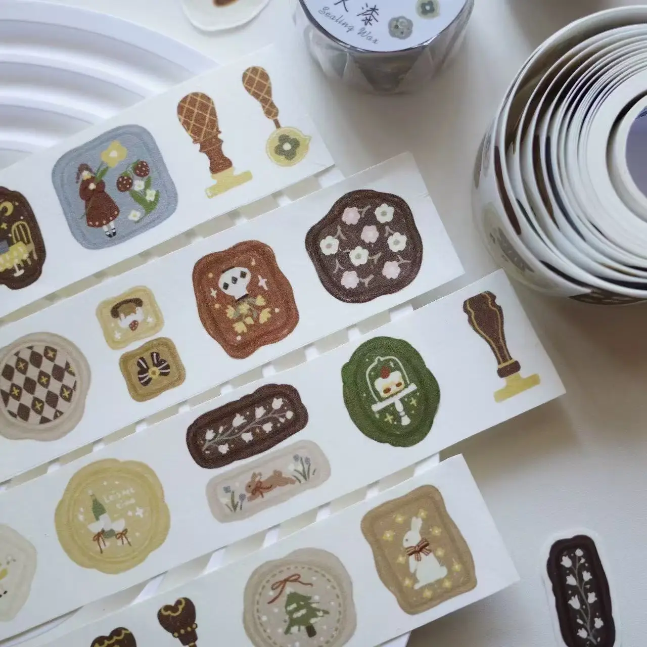YiEr Studio Vintage Wax Seal Washi PET Tape Planner DIY Card Making Scrapbooking Plan Decorative Sticker