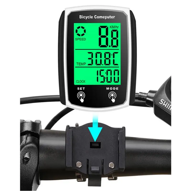 Fahrradcomputer, wasserdicht, kabelgebunden, Radfahren, Kilometerzähler und Tachometer mit Hintergrundbeleuchtung, Display, automatisches Aufwachen, tragbares Fahrradzubehör