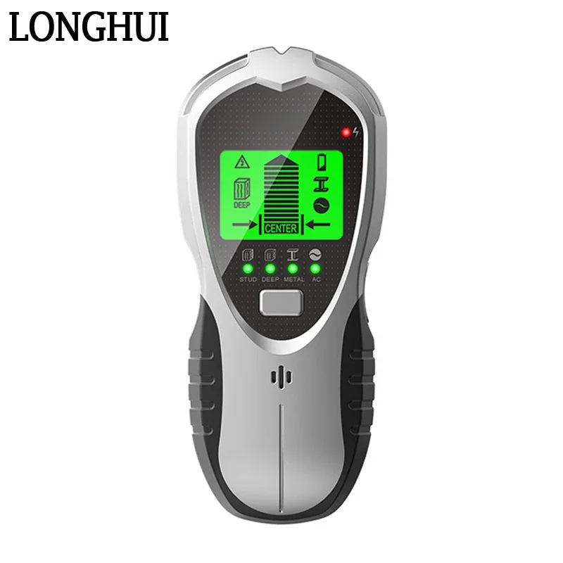 

SH201 5 In 1 Metal Detectors Find Metal Wood Studs AC Cable Wires Depth Tracker Wall Scanner Stud Green Backlit LCD HD Display