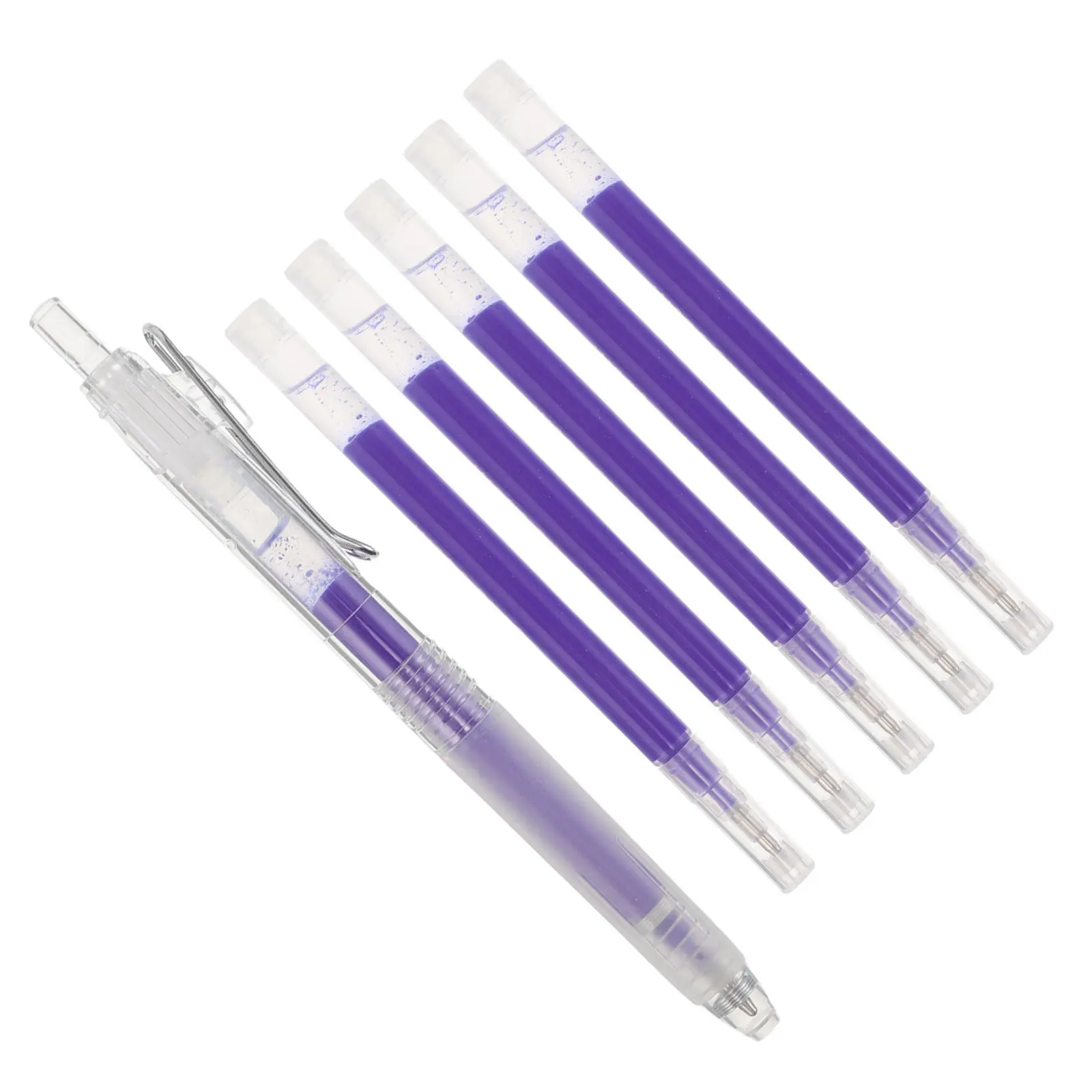 1Set Heat Erasable Sewing Marking Pens for Fabric Tailoring Quilting Embroidery Temporary Marking Tools with 6 Refills 0.8mm