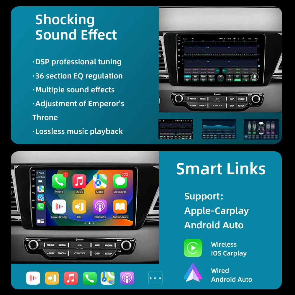 Android 10 For KIA NIRO 2016 2017 2018 Car Radio Stereo Multimedia Navigation GPS Video Player Wireless Carplay Android Auto DSP