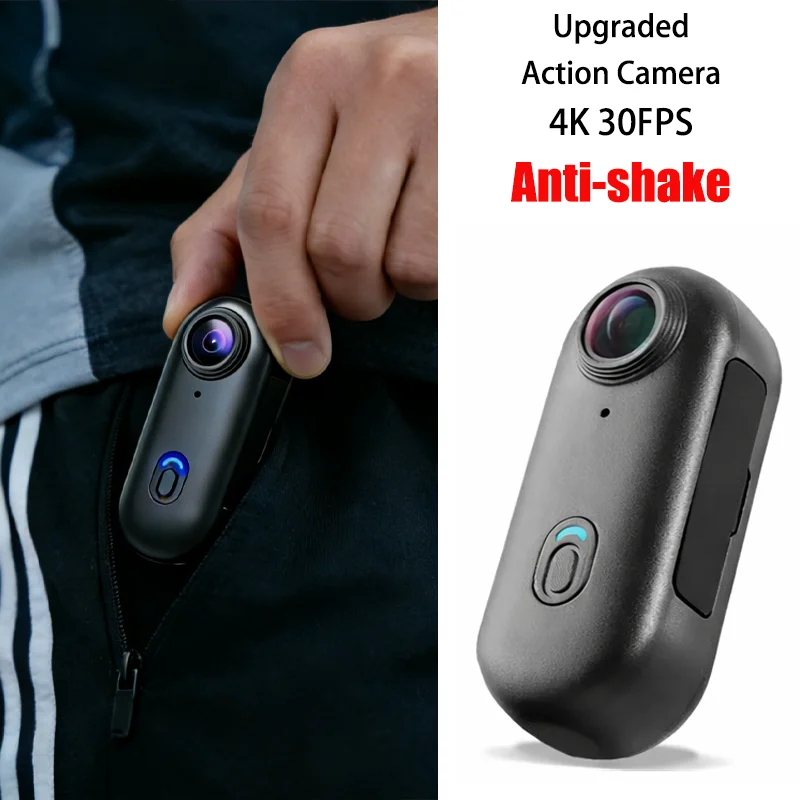 

4K WIFI Camera Anti Shake EIS High Definition Recording Portable Design Magnet Pendant Back Clip Stable Support Long Record