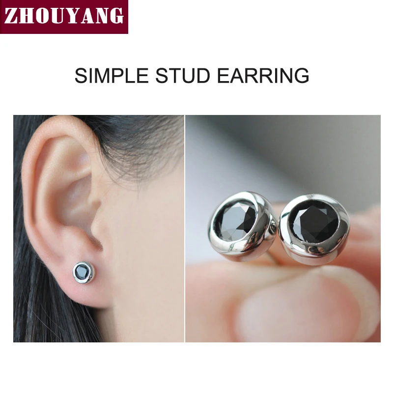 Simple Green Crystal OL Style Rose Gold Color Stud Earrings Colorful Gift For Women and Men Top Quality ZYE633