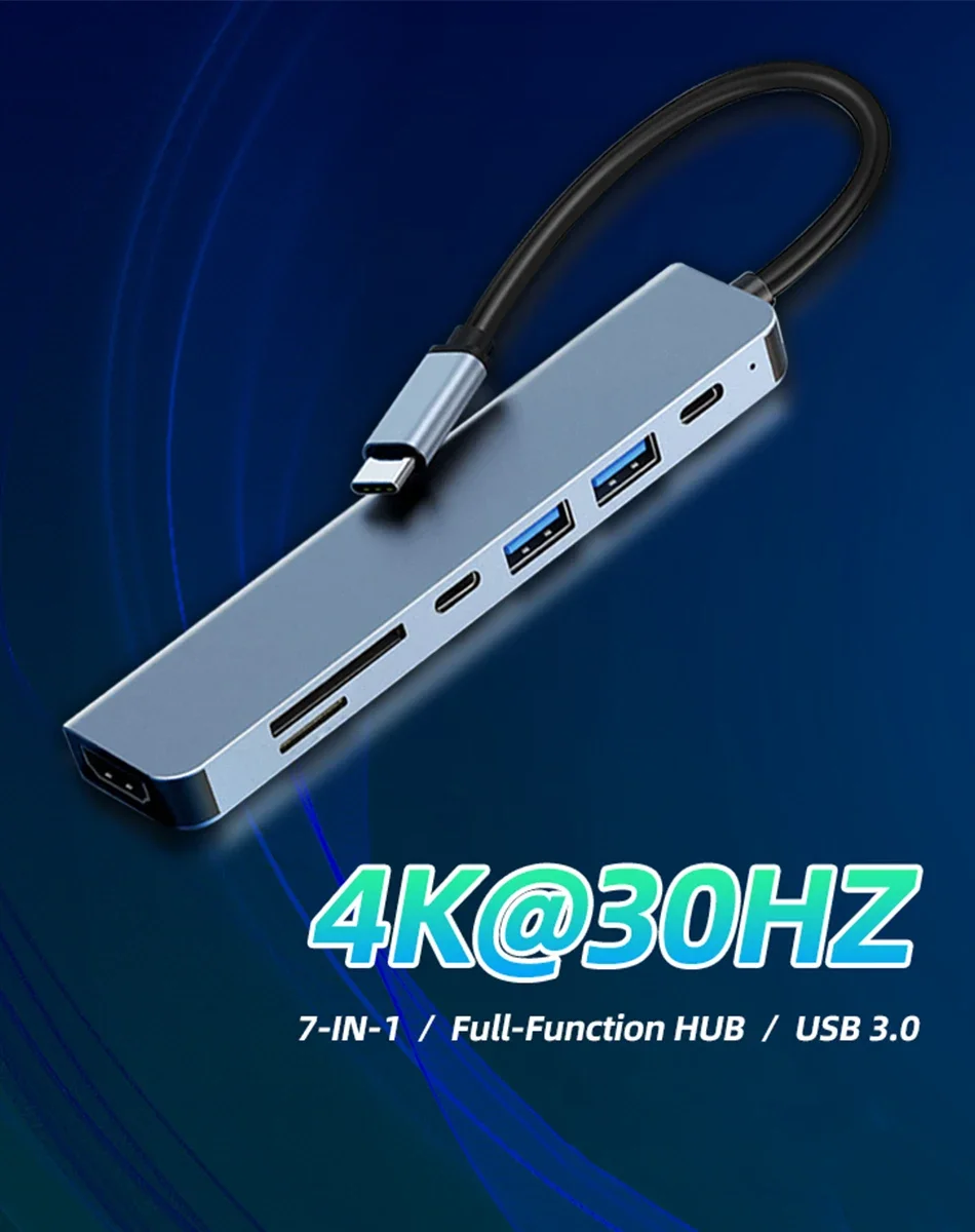 USB C HUB 4K 30Hz Type C to HDMI-compatible PD 100W Adapter For Macbook Air Pro Samsung USB 3.0 HUB Multi Splitter Converter