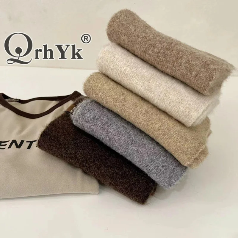 

Корейский вязаный шарф, однотонный утолщенный теплый женский шарф для холодной погоды, термообёрточная бумага для шеи, повседневный наряд, шарф