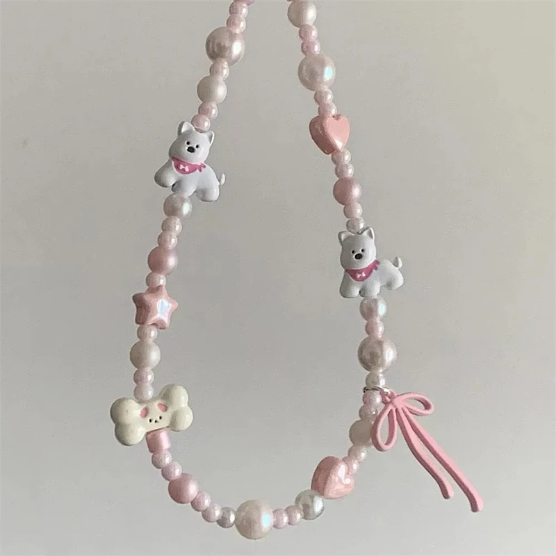 

Корейская милая подвеска для телефона с бантом и собакой Вест-хайленд, декоративная цепочка для iPhone, Samsung, ювелирный ремешок, подарок для девочек, универсальный подвесной шнур