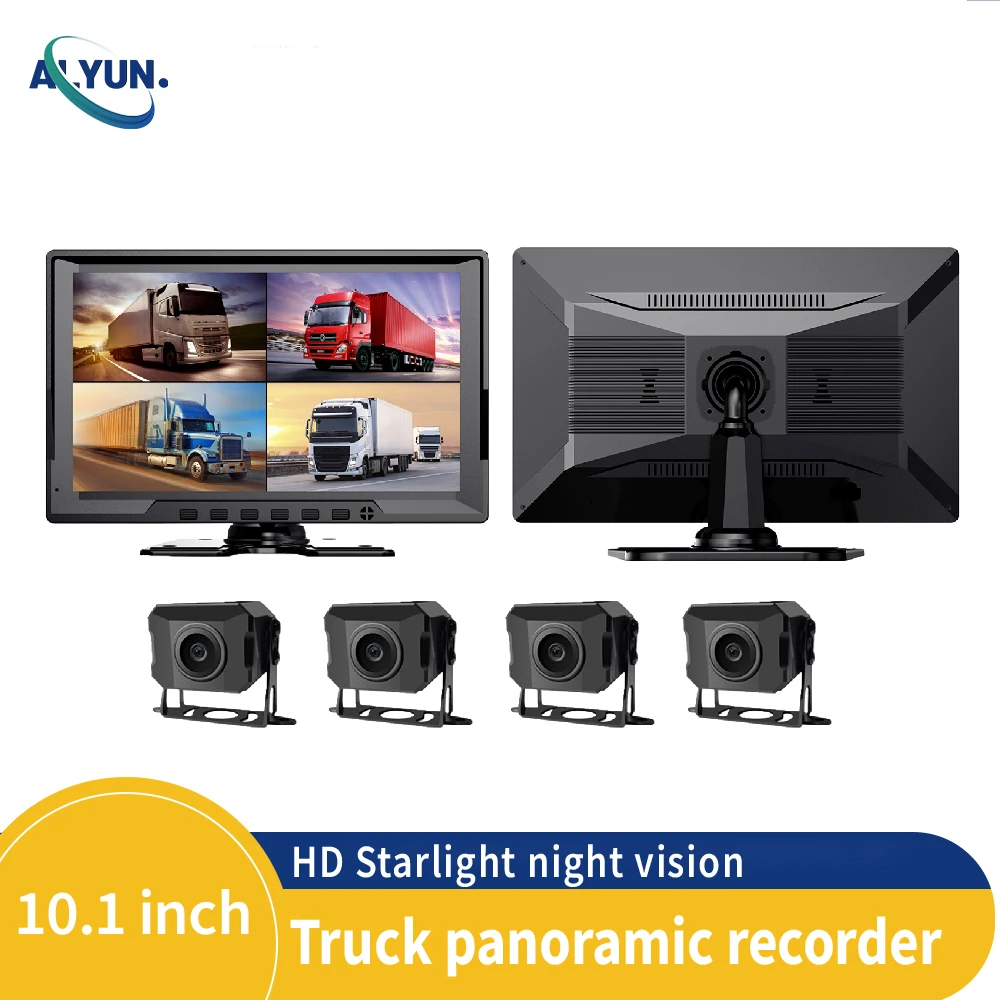 10.1inch Truck Car Monitor 4CH DVR Video HD 1024*800 IPS Screen Recorder for Bus truck Reverse Backup Vehicle Camera 12-24V