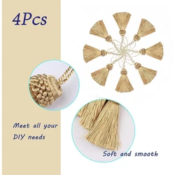 4Pcs Decorative Curtains Doors Tassles Bookmark Small Tassel for Crafts Keychains Trim Silk Tassels Keychain Golden Fringe Brush