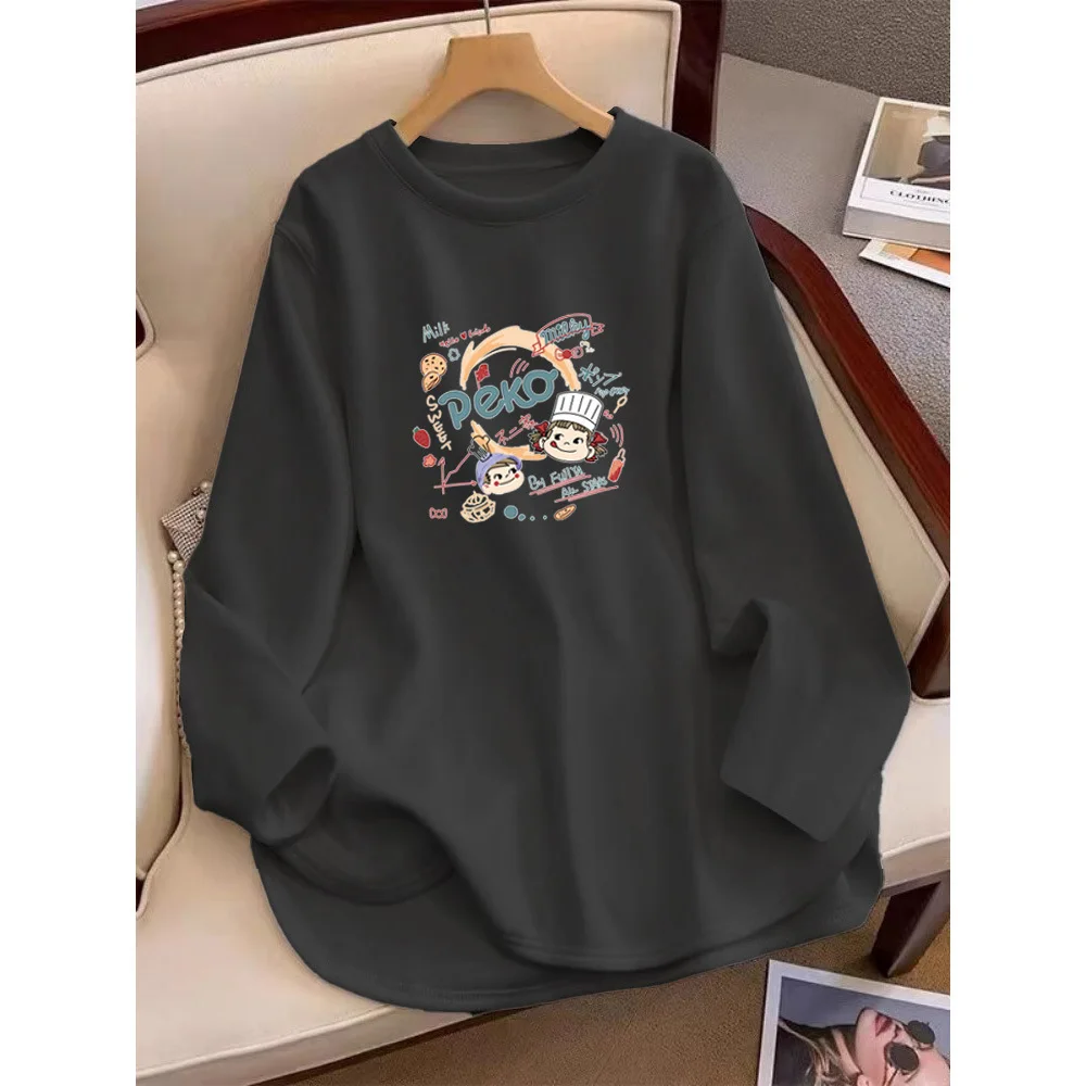 Thickened German Velvet Base Shirt Women's White Inner Wear Mid-Length Cover Butt Shark Pants Compatible T-Shirt for Autumn W...